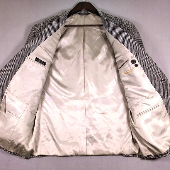 Vtg Pierre Cardin 42‎ SHORT Zig Zag Pattern Two Button Sports Coat Made In USA - Picture 6 of 8